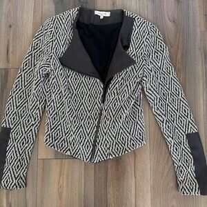 Waverly Grey Diagonal Zip Geometric Blazer Size 2 Small
